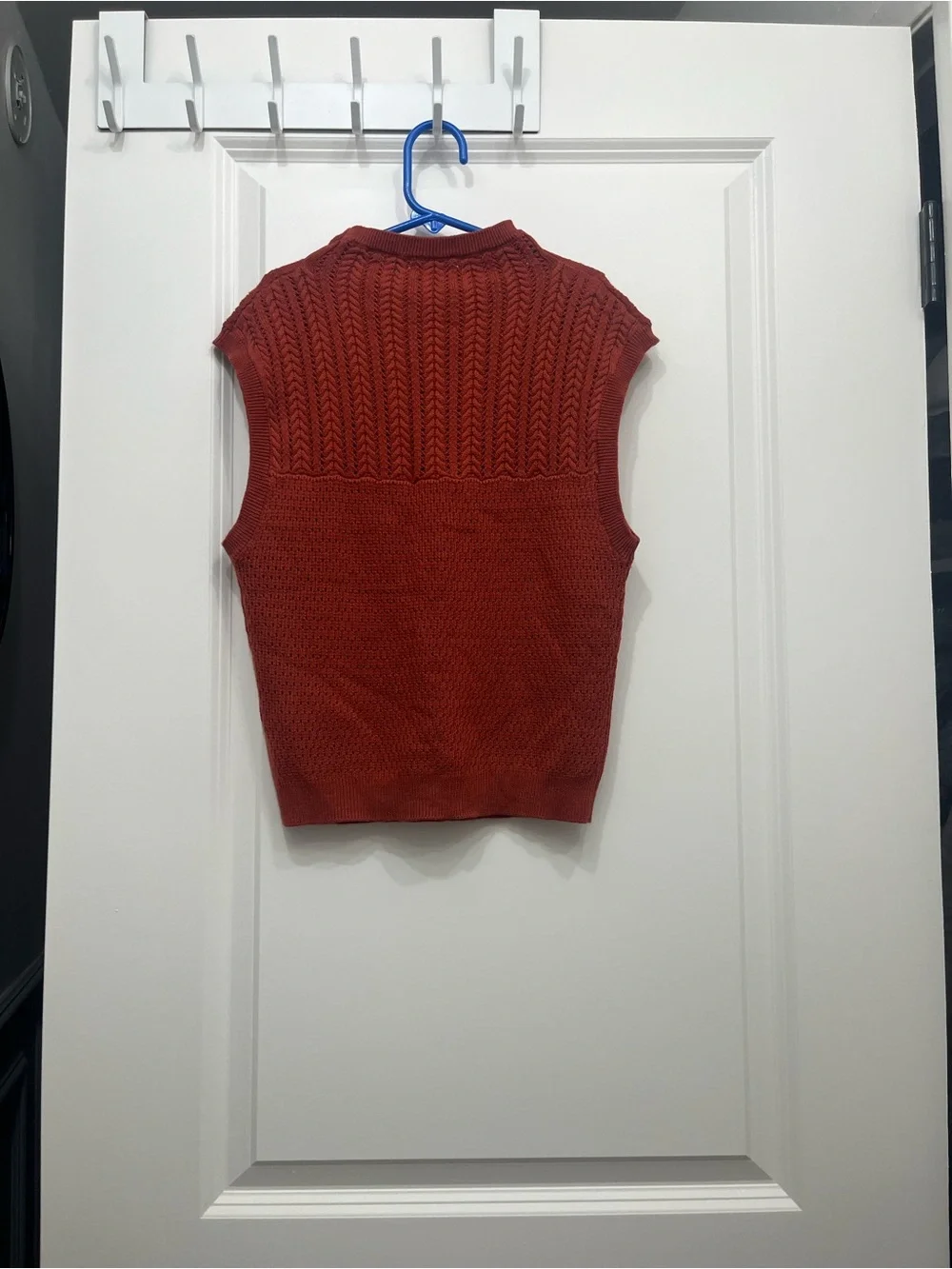 Free People Burnt Orange Textured Knit Sweater Vest, Top Small